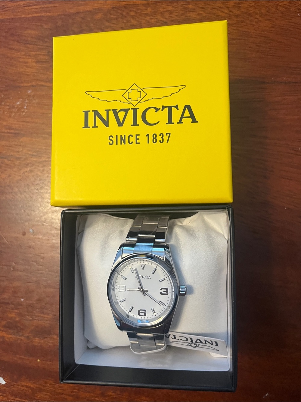 Invicta Men’s Silver Stainless Steel Watch with White Dial